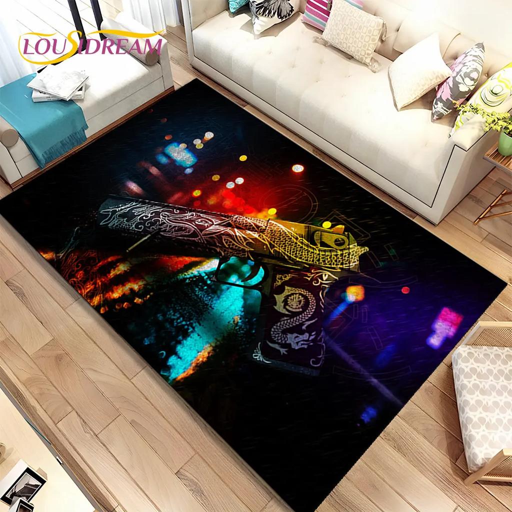 3D Assault Rifle Pistol Gun CS M4 AK USP Game Area Rug,Carpet for Home Living Room Bedroom Sofa Doormat Decor,Non-slip Floor Mat