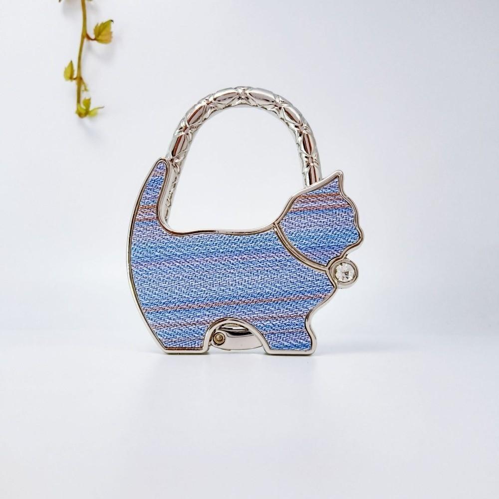 Cute Shape Cat Handbag Hook Lovely Design Foldable Folding Bag Hook Portable Alloy Material Table Edge Hook Home Decoration