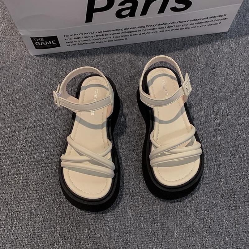 High-heeled sandals women's 2025 summer new thick-soled heightening fashionable versatile skirt Roman temperament sandals open-toe