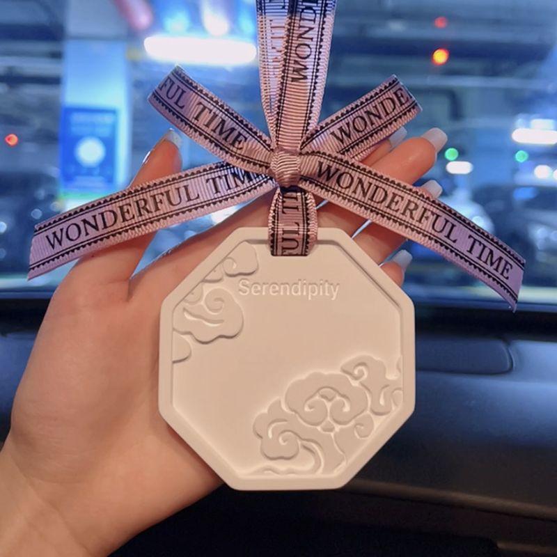 

2024 New Car Fragrance Car Hanging Ornament for Women, French High-End Aroma Diffuser Stone, Long-Lasting Light Fragrance, Imported Purple Ribbon Auspicious Cloud Pendant [Miss Coco]