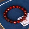 Zambia Blood Sandalwood Beads Bracelet: High-Density Small-Leaf Red Sandalwood with Gold Star Design, Prayer Beads.