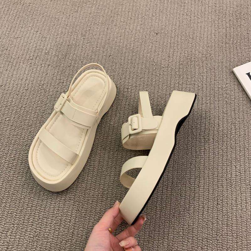 

Fashion Women s Sandals 2025 New Summer Sandals Fashion Platform Flat Shoes Elegant Open Toed Lace Up Casual Shoes sandalias mujer 40 грязно-белый