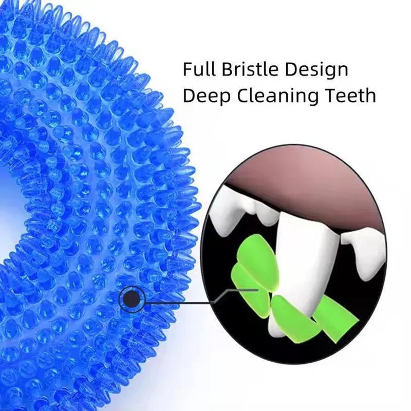 Durable Squeaky Dog Chew Toy for Aggressive Chewers Natural TPR Rubber Puppy Teething Ring Interactive Sound Training