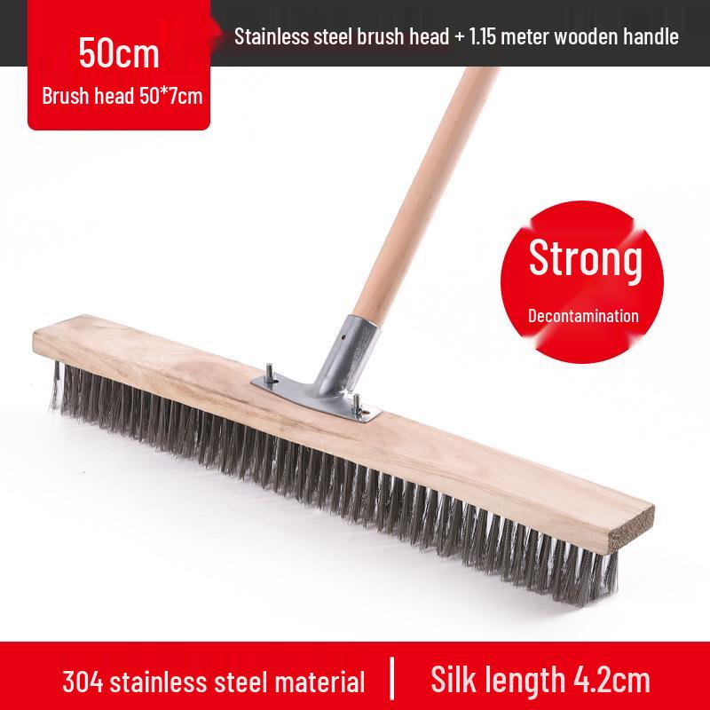 Stainless Steel Long Handle Wire Brush: Stiff Bristles for Scrubbing Tile, Cement, Moss, Rust Removal, and More