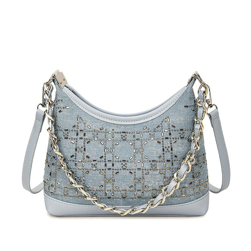 

Dopamine contrasting color bag women s new rainbow striped straw bag commuter shoulder literary woven small square bag синий