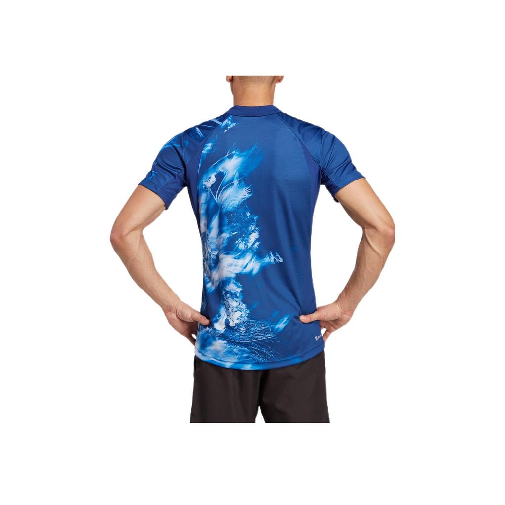 Adidas Logo Print Pullover Polo Shirt Men Tops Victory-Blue IB4610