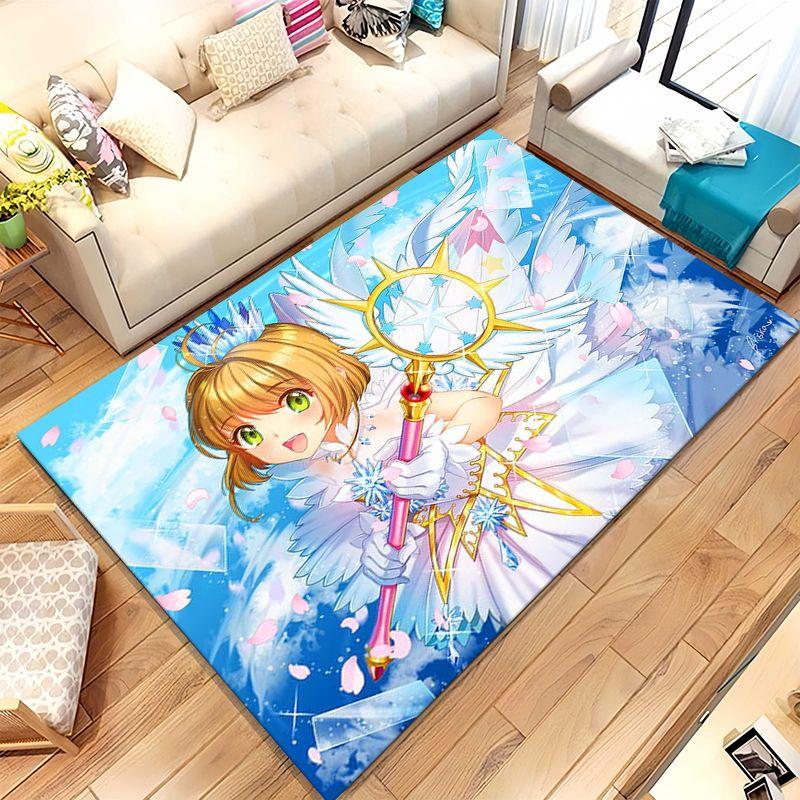 Cute Sakura Card Captor Girl Cartoon Living Room Non-Slip Area Rug Soft Carpet for Bedroom Kids Playroom Sofa,Home Decor Doormat