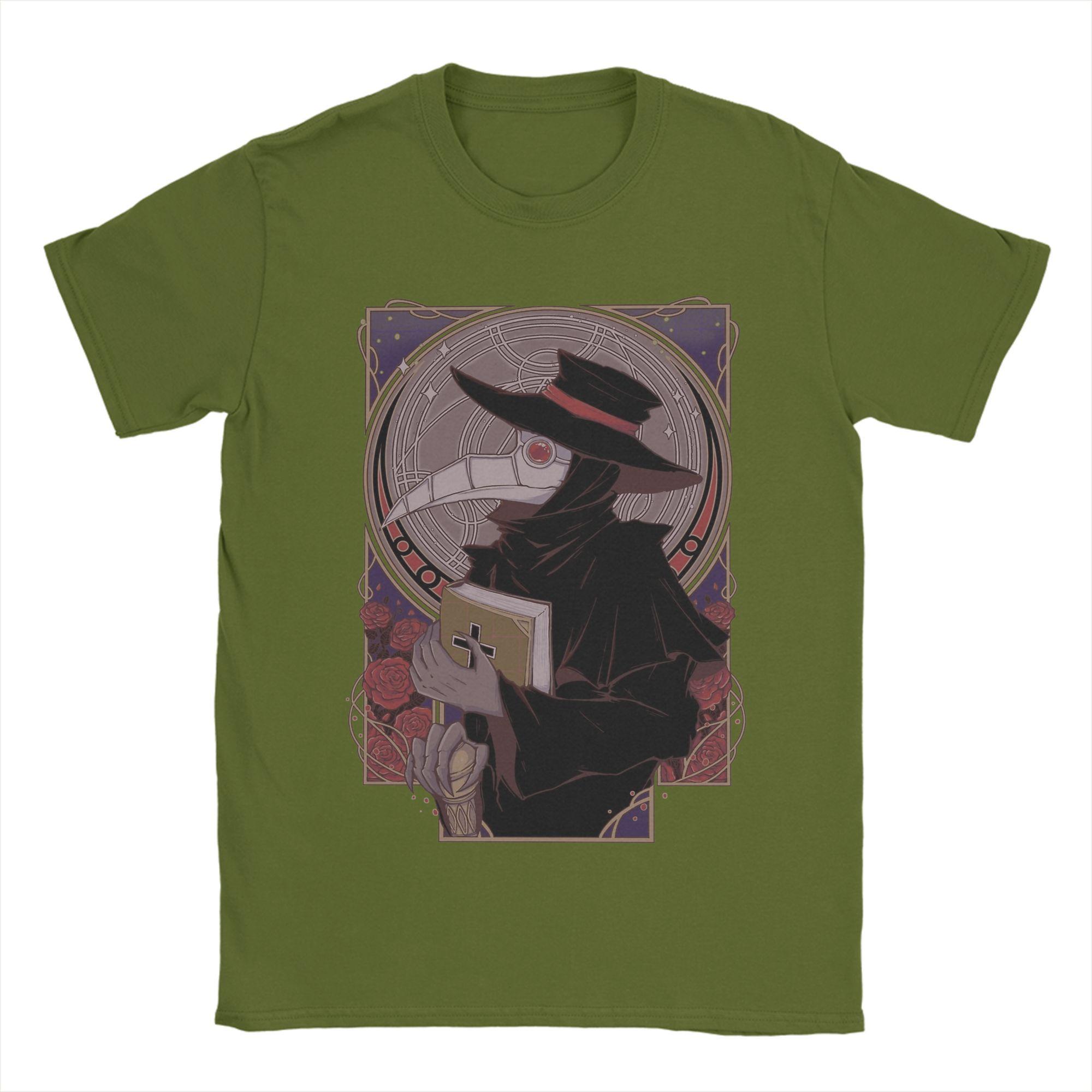 

Plague Doctor Tarot Card T-Shirt Men Fashion Cotton Tees Round Collar Short Sleeve T Shirts Big Size Clothes 4XL