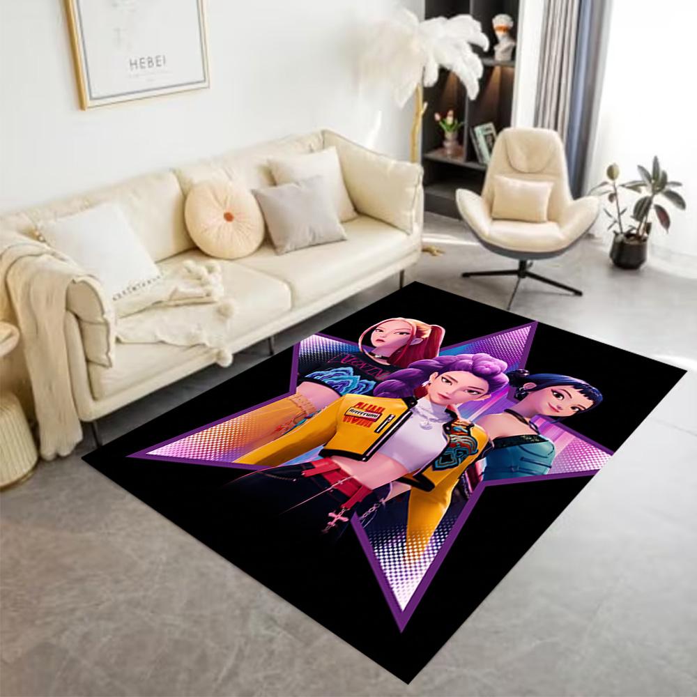Neon Fashion Showdown Area Rug Design for Dining Room Game Room Playrooms Study room Anti-slip Rug Anime Office Decor