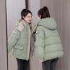 Jaqueta Feminina Acolchoada de Penas de Inverno Estilo College Solta com Capuz Jaqueta Grossa Acolchoada Tendência Estudantil