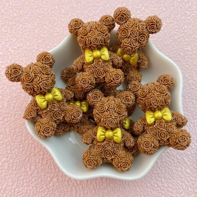 

8 шт. Новые лепестки роз ко Дню святого Валентина, галстук-бабочка, медведь, плоская задняя сторона, мультяшная фигурка для скрапбукинга, DIY, декор с бантом, аксессуары, поделки 23x35mm