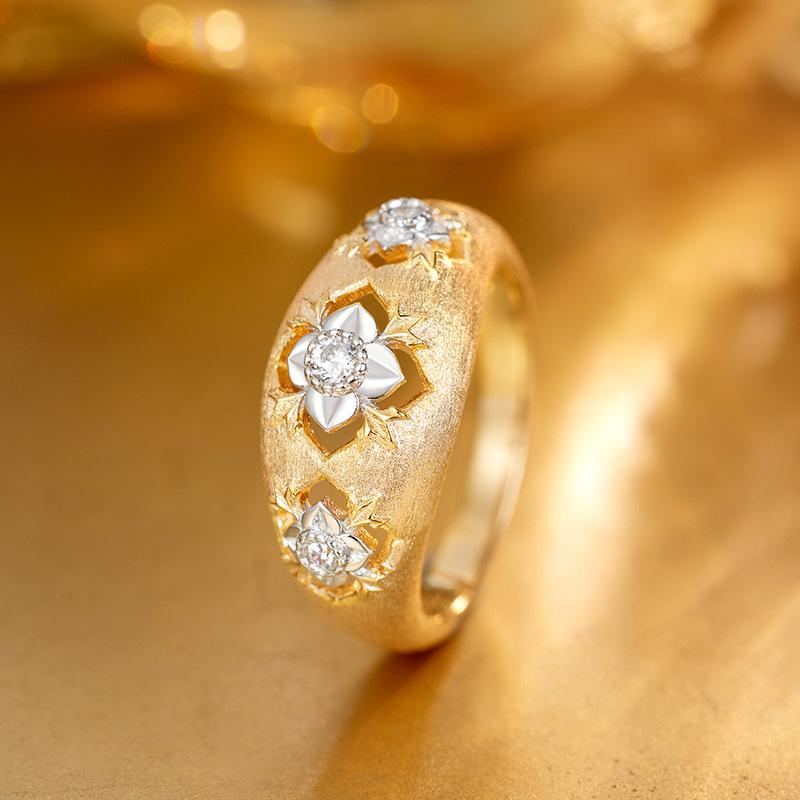 Vintage Court Hollow Brushed Ring 925 Sterling Silver Girls' High-end Light Luxury Ring