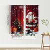 2PCS Santa Claus Christmas Print Curtains, Red Background Xmas Tree Gift Snowflake Window Drapes for Holiday Bedroom Living Room