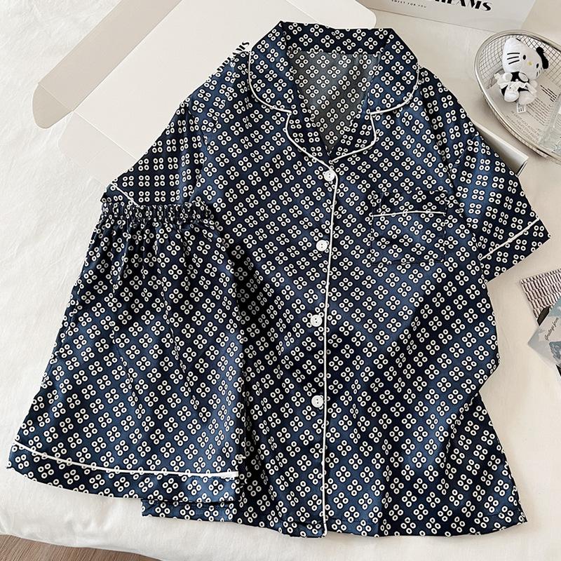 Niche Ice Silk Pajamas Wind Women'S Summer Casual Short-Sleeved Set Loungewear