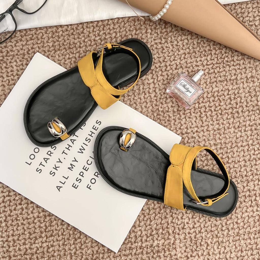 One-word with set of toe cool slippers women's summer versatile flat-soled sandals women's soft soles are not tired of feet, fashionable Huizhou women