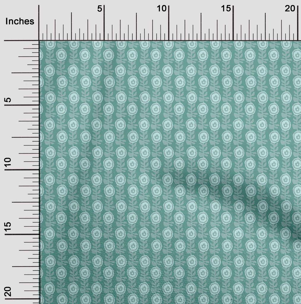 oneOone Cotton Flex Fabric Leaves & Floral Block Printed Craft Fabric BTY 40 Inch