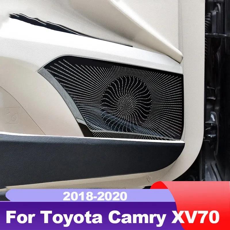 Stainless Car Styling Audio Speaker Inner Door Loudspeaker Trim Sticker Cover For Camry XV70 2018-   Accessories