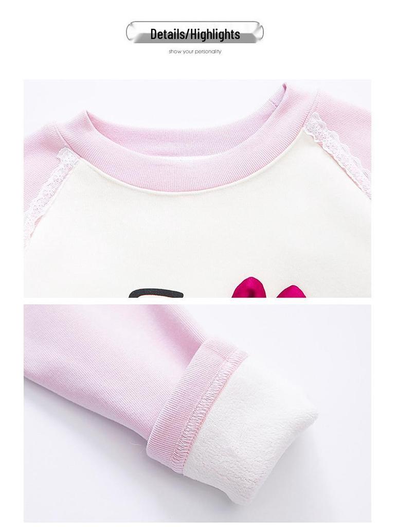 2025 Mädchen Fleece-gefütterter Einteiler als Basisschicht für Herbst/Winter - Verdicktes T-Shirt für Babys