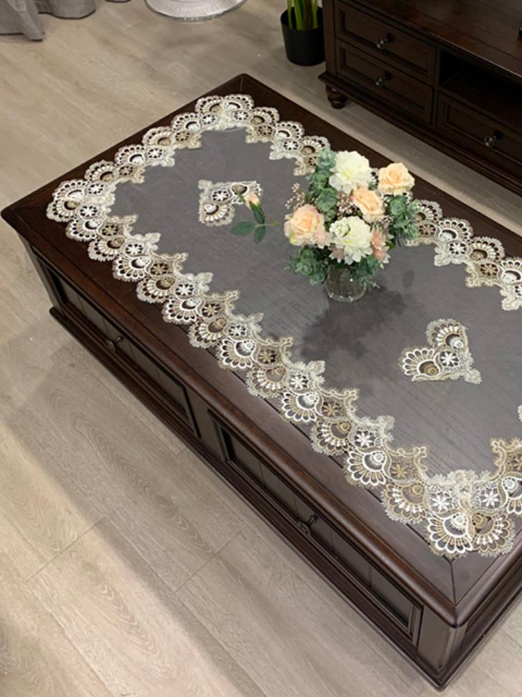 Tafelkleed Rechthoekig Tafelkleed Europees Geborduurd Koffietafelhoes Tafel Westerse Thee bloem Effen Kleur Stof Kant Boek 50X100cm