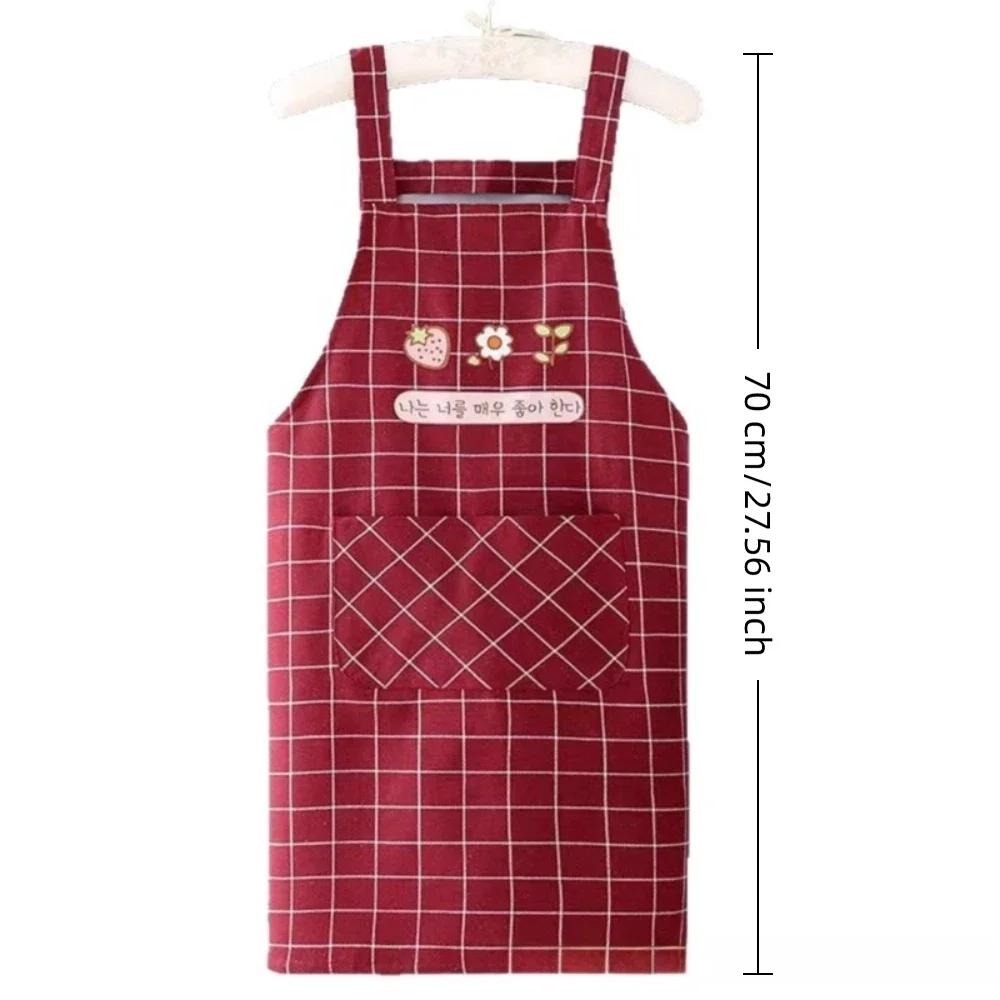 Comfortable Adjustable Cotton Apron with Pocket Waterproof Cooking Apron Breathable Oil Proof Bib Apron Kitchen