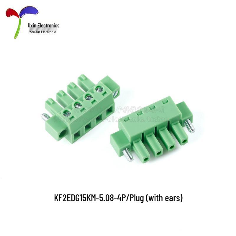 KF2EDG15KM Plug 5.08mm Terminal Block with Ear Positioning Hole, Options: 2/3/4/5/6/8 Pins