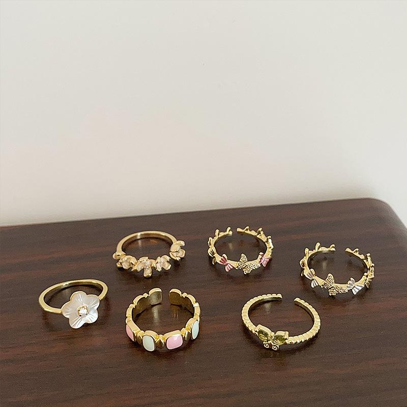 Light Luxury High-End Shell Flower Butterfly Open Ring Female Simple Niche Design Personalized Versatile Ring Ring