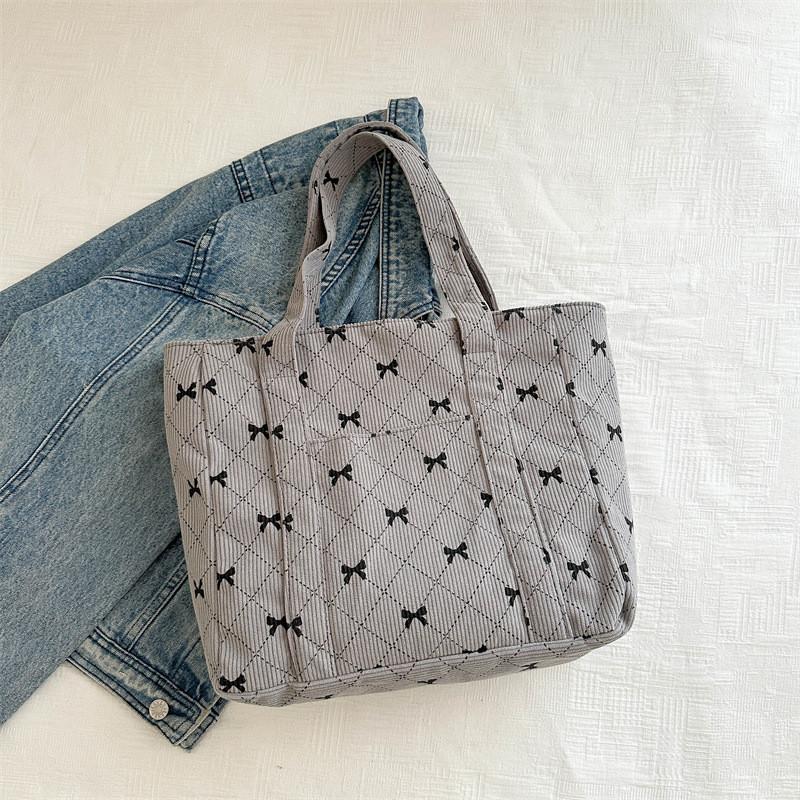 

Unique And Beautiful Butterfly Knot Canvas Tote Bag Casual Style For Everyday Use серый