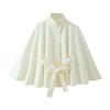 Foreign Trade European, American Autumn and Winter Women's Clothing Casual Fashion Temperament Versatile Cape Stand-up Collar with Belt Woolen Jacket
