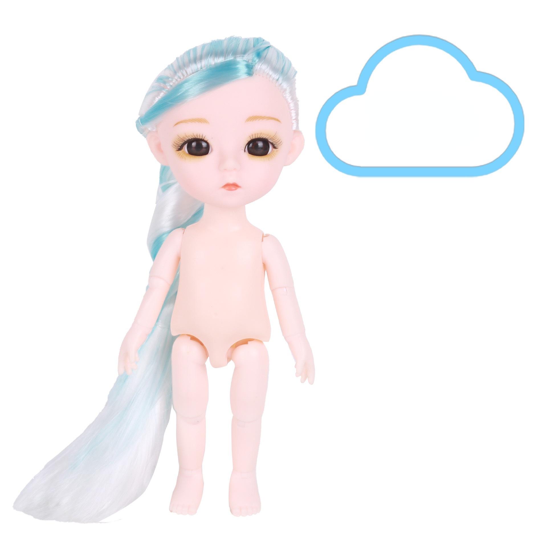 

16CM Mini Movable 23Jointed Doll Girls Toy 3D Big Eyes BJD Princess Full Outfits Dresses Collection Дитяча лялька Подарунок Head+Body
