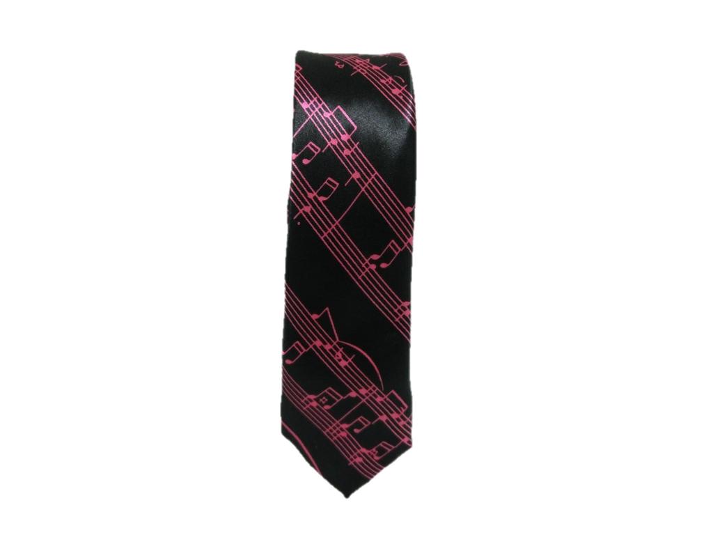 Casual Sheet Music Tie Men's Stylish Musical Note Border Dot Business (Pink Black)