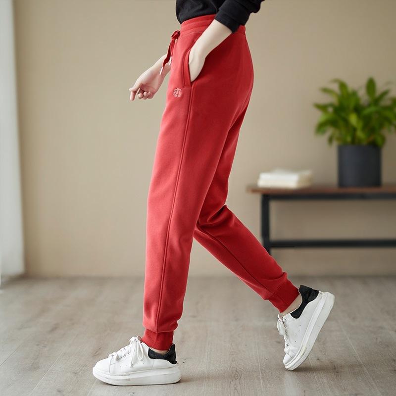 2025 yangi baxmal qalinlashtirilgan sport kundalik shimlar ayollar uchun keng va ozdiruvchi bir rangli ipli elastik bel leggings