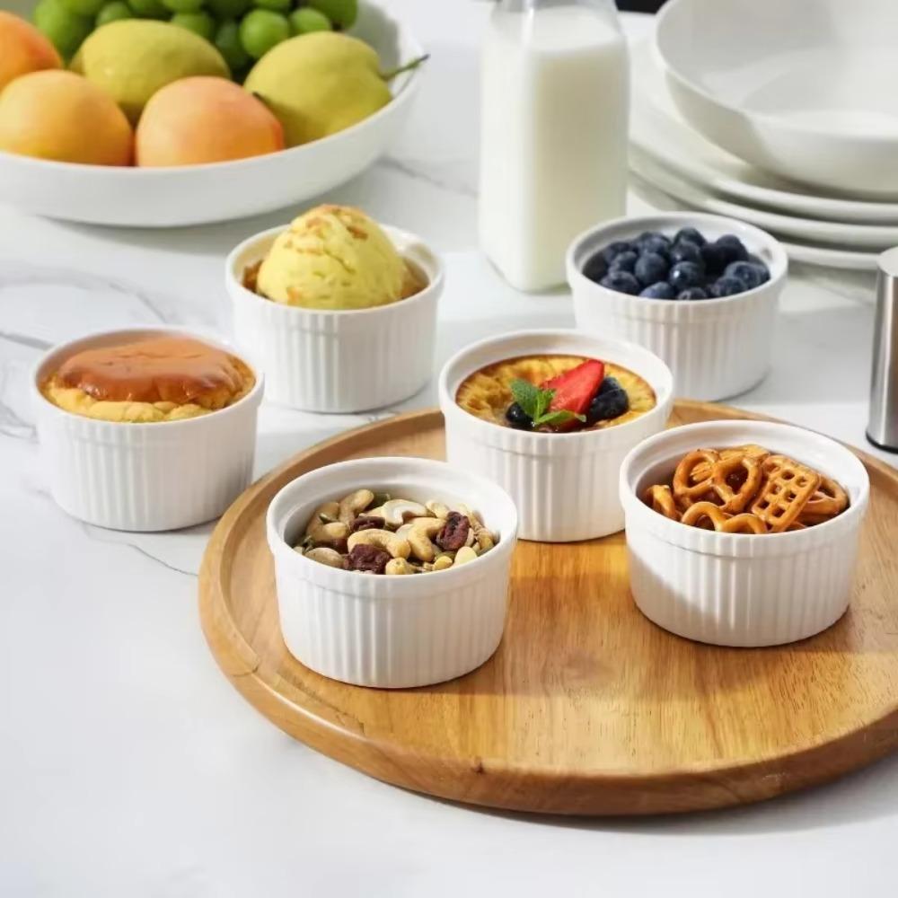 6 Stück mit Deckel Ramekin Porzellan Puddingbecher Backschale Dessertbecher Pudding