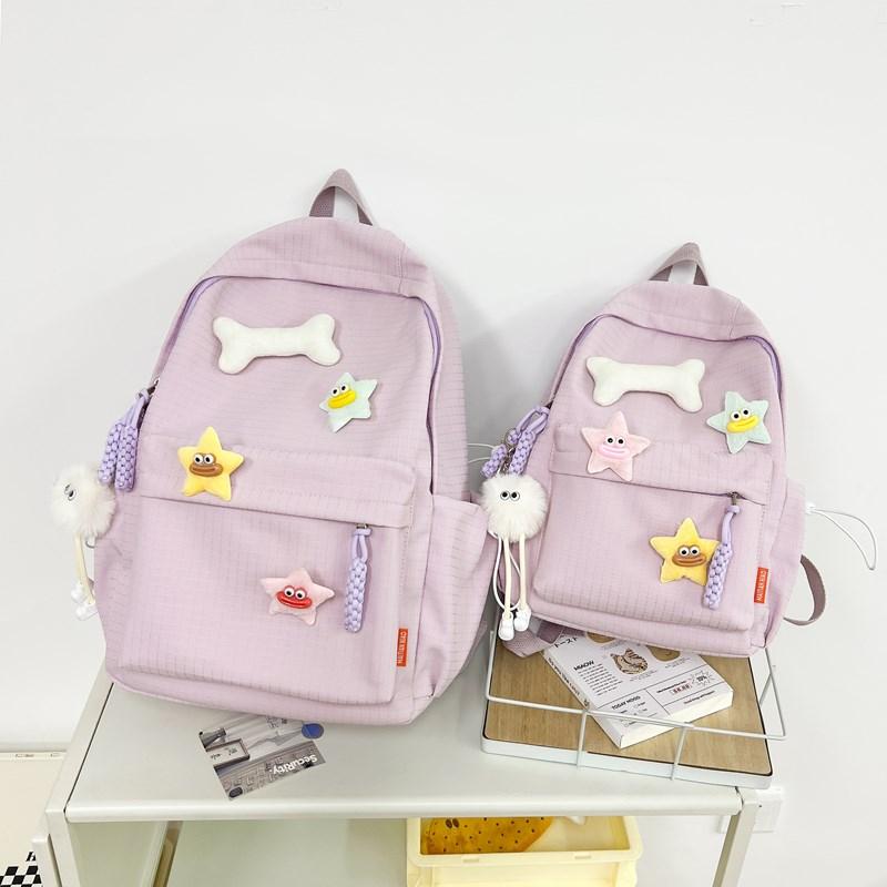 Solid Color Women's Backpack Large Capacity Student School Bag