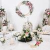 10/20pcs 30.48 Cm Metal Floral Hoop Centerpiece with Wooden Stand for Table Metal Garlands Ring Stand for Centerpiece Table Decorations Wedding Decor