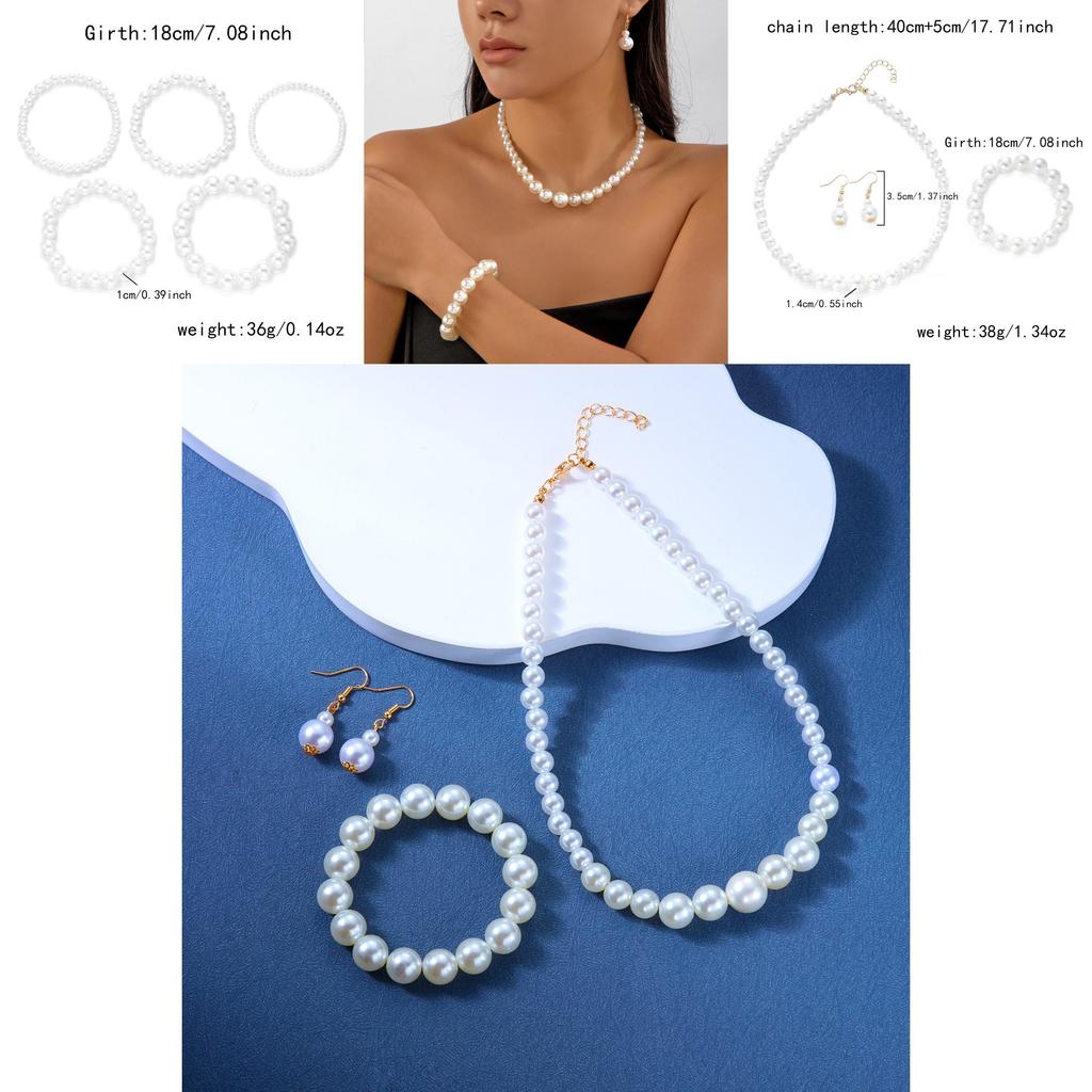 Artistic Pearl Jewelry Set With Faux Pearl Pendant And Multilayer Chain For Unisex Fashion