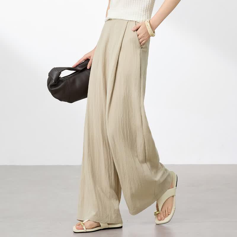 La Chapelle Women's Tencel Linen Wide-Leg Pants