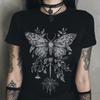 Butterfly Y2K Goth Tshirt Pattern Printed Magic Shirt Fairy Grunge Black Bohemian Top Emo Alternative Clothing Goth Gift Fo