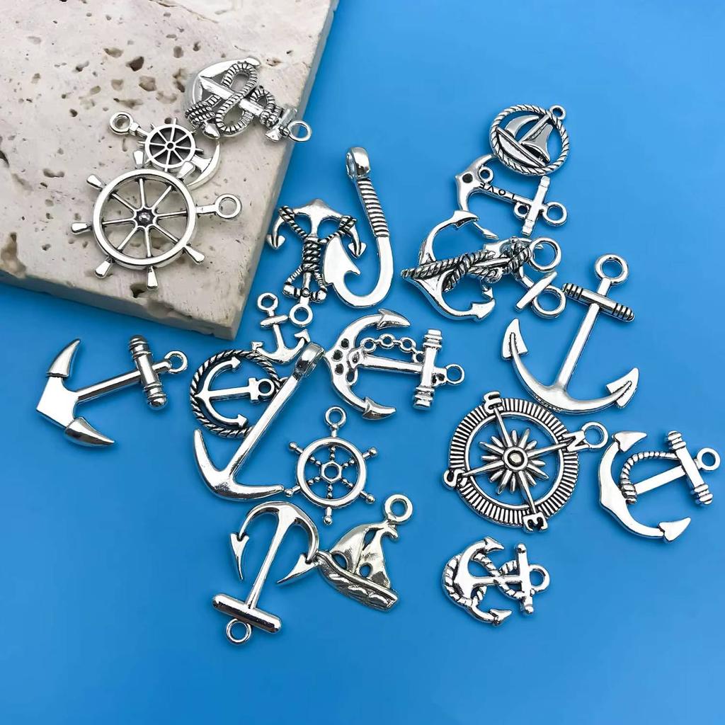 Mix 20pcs/Pack Zinc Alloy Antique Silvery Ship Anchor Shaped Charms Pendants for DIY Necklace Bracelet Earrings Jewelry Handmade