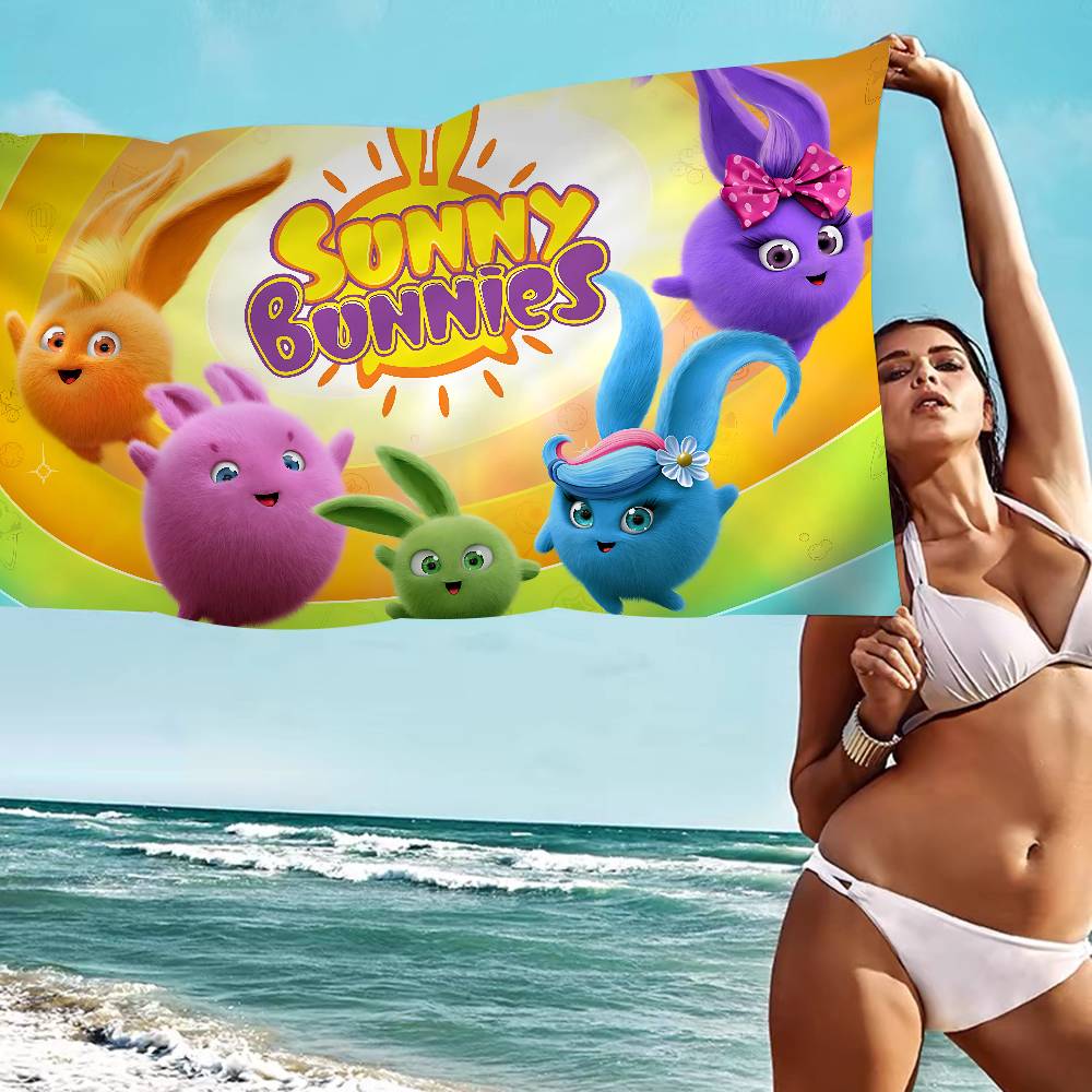 Sunny B-bunnies Anime Beach Swimming Towel Soft Absorbent Washcloth Children's Gifts For Kids Travel Camping Gym