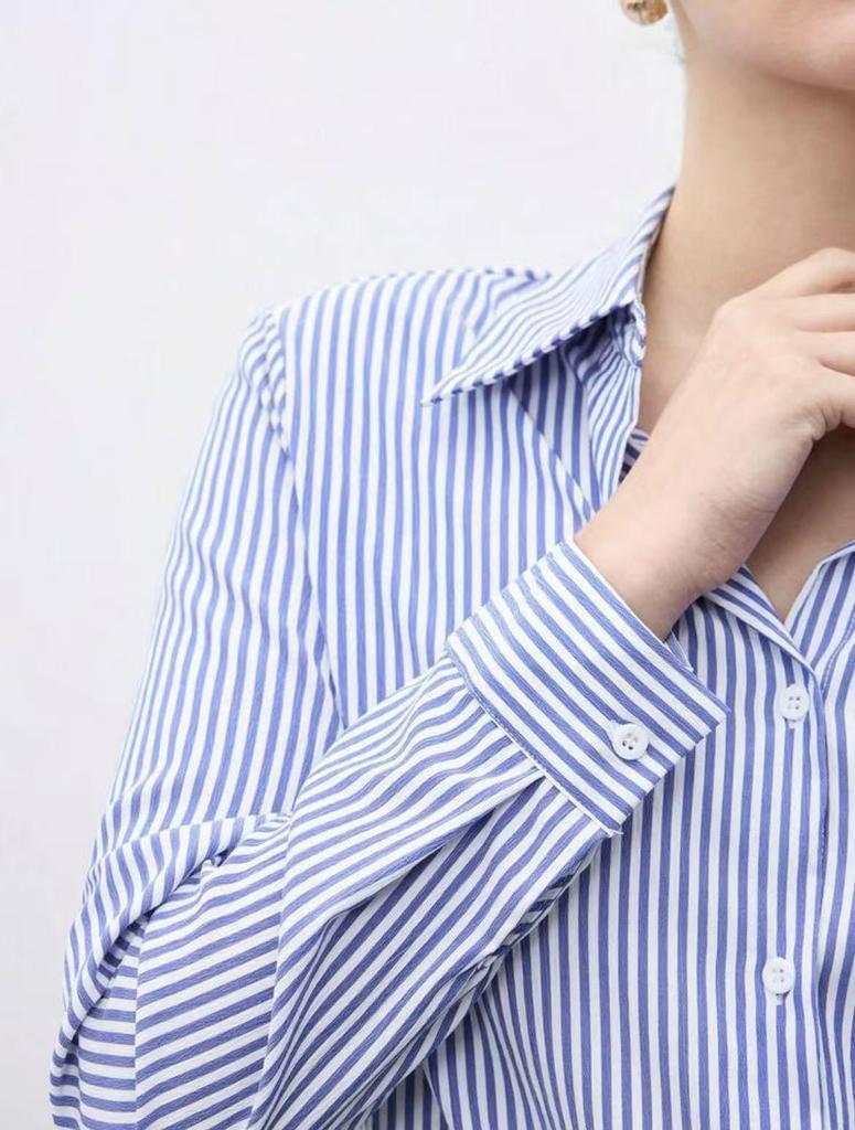 2025 Women's Striped Long-Sleeve Single-Breasted Casual Fashion Shirt