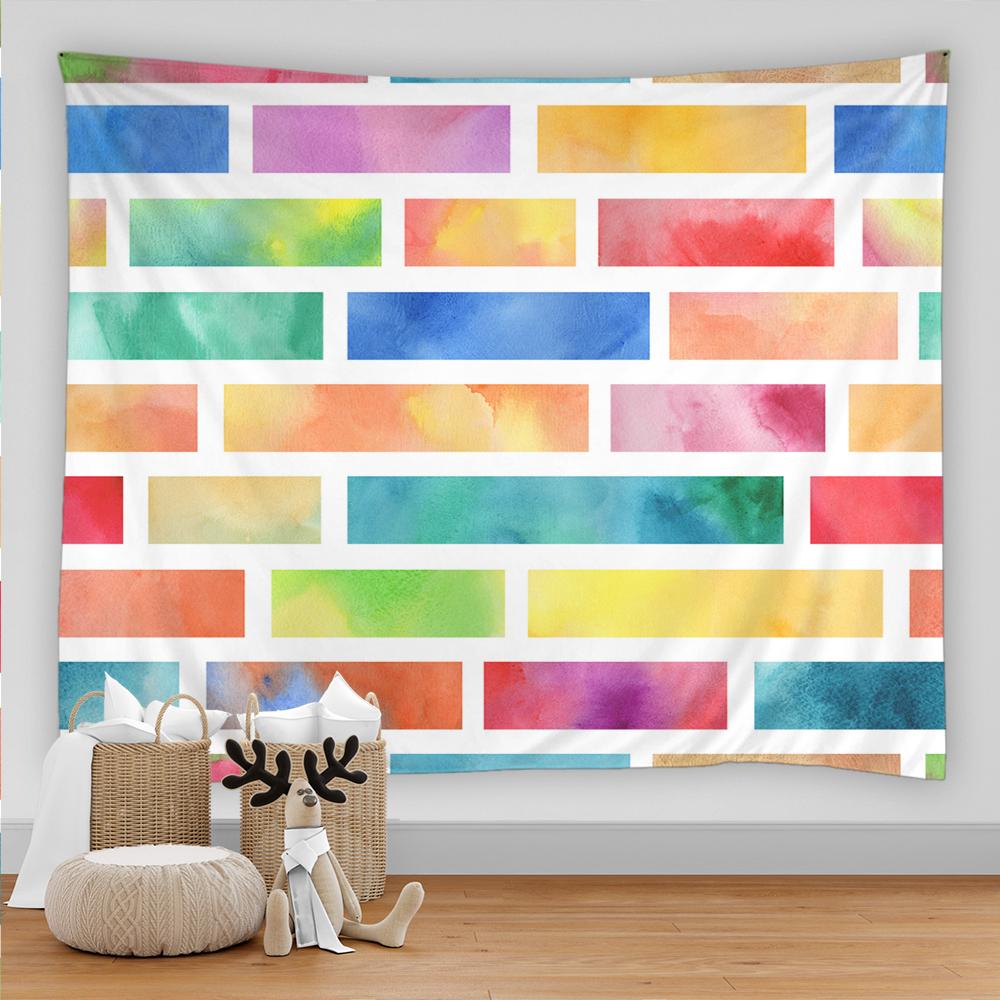 

Geometry Tapestry for Teens BoysGeometric Lines Tapestries Retro Patchwork Geometric Wall Hanging For Boys Girl Dorm Room Decor 74x94cm(29x37in)