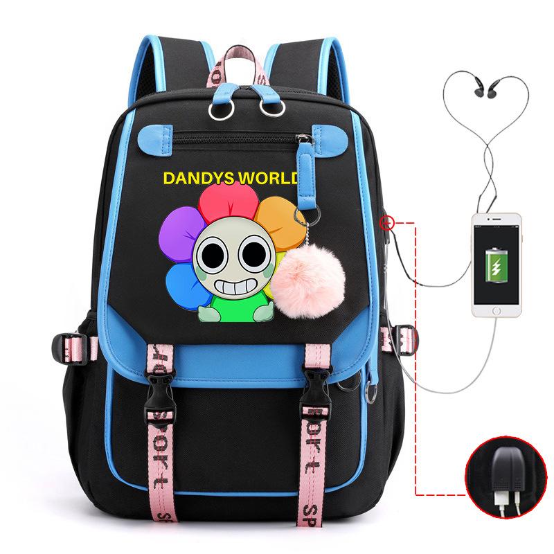 

New 2025 cartoon game printing primary school bag large capacity contrasting color neutral USB backpack no specification