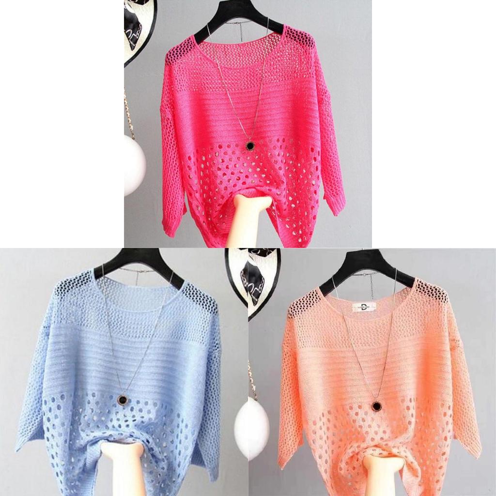 Summer Knit Sweater With Hollow Out Design For Casual Womens Wear