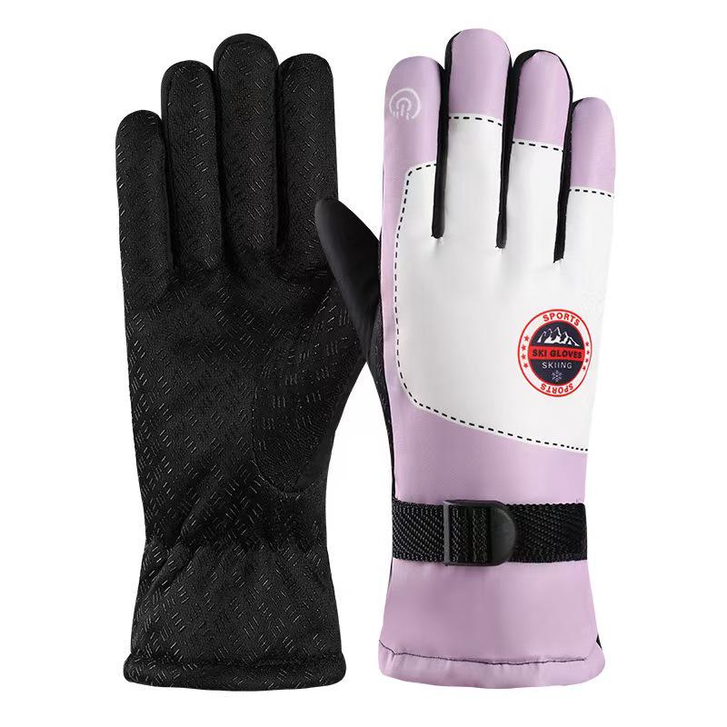 Popular Unisex Warm Waterproof Touchscreen Leather Cycling Gloves - Plush, Thick, Windproof for Winter