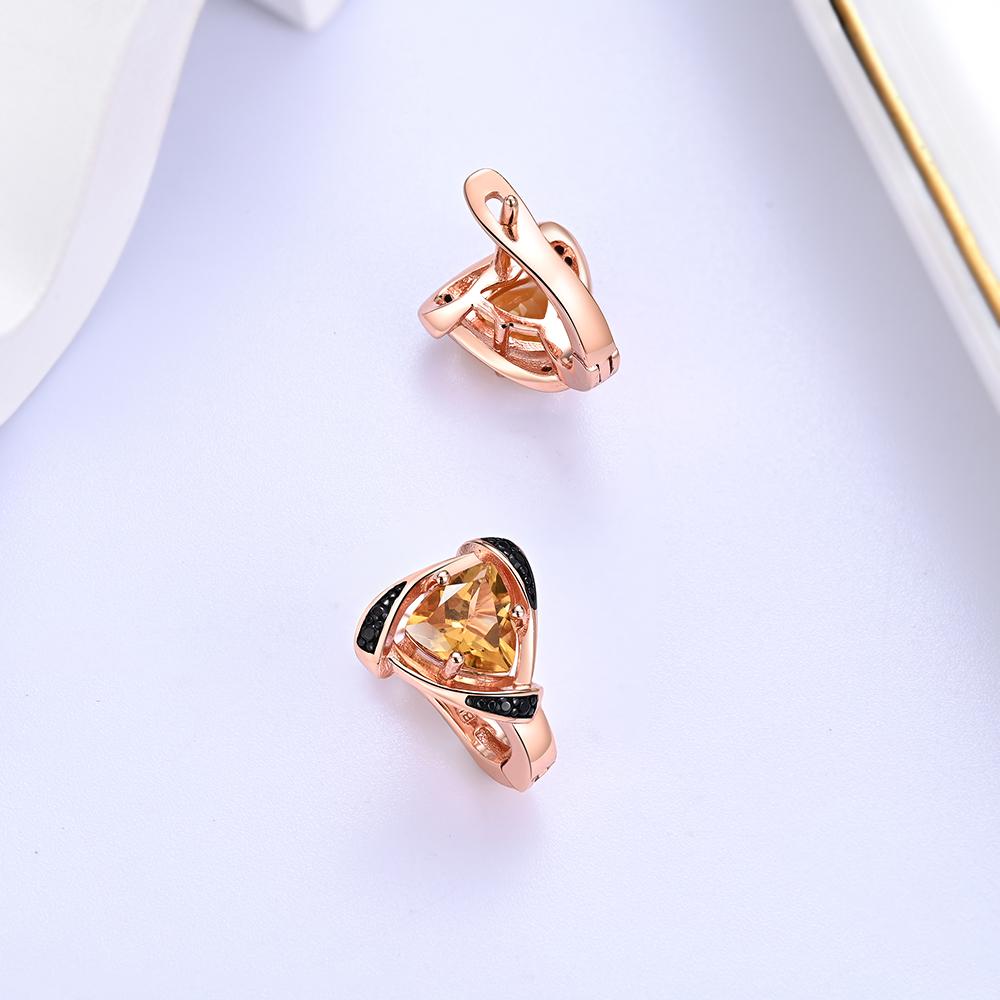 925 sterling silver women's earrings Triangle 7.0mm Natural Citrine gemstone Simple design fine jewelry for banquet daily gifts