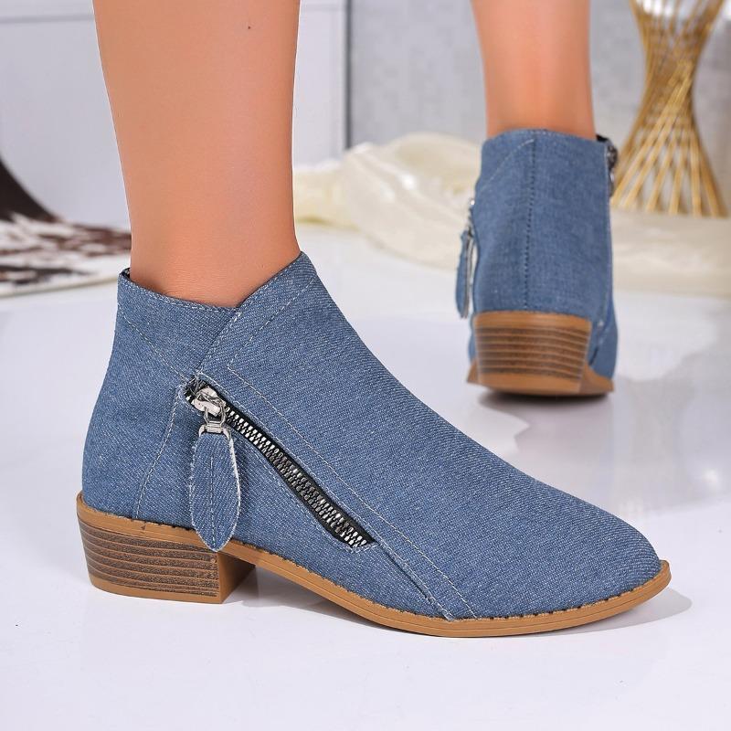 Moda Damskie Buty Casualowe Plus Size Modne Botki na Niskim Obcasie z Bocznym Zamkiem Błyskawicznym Nowy Brytyjski Styl Panterka Szpiczasty Nosek