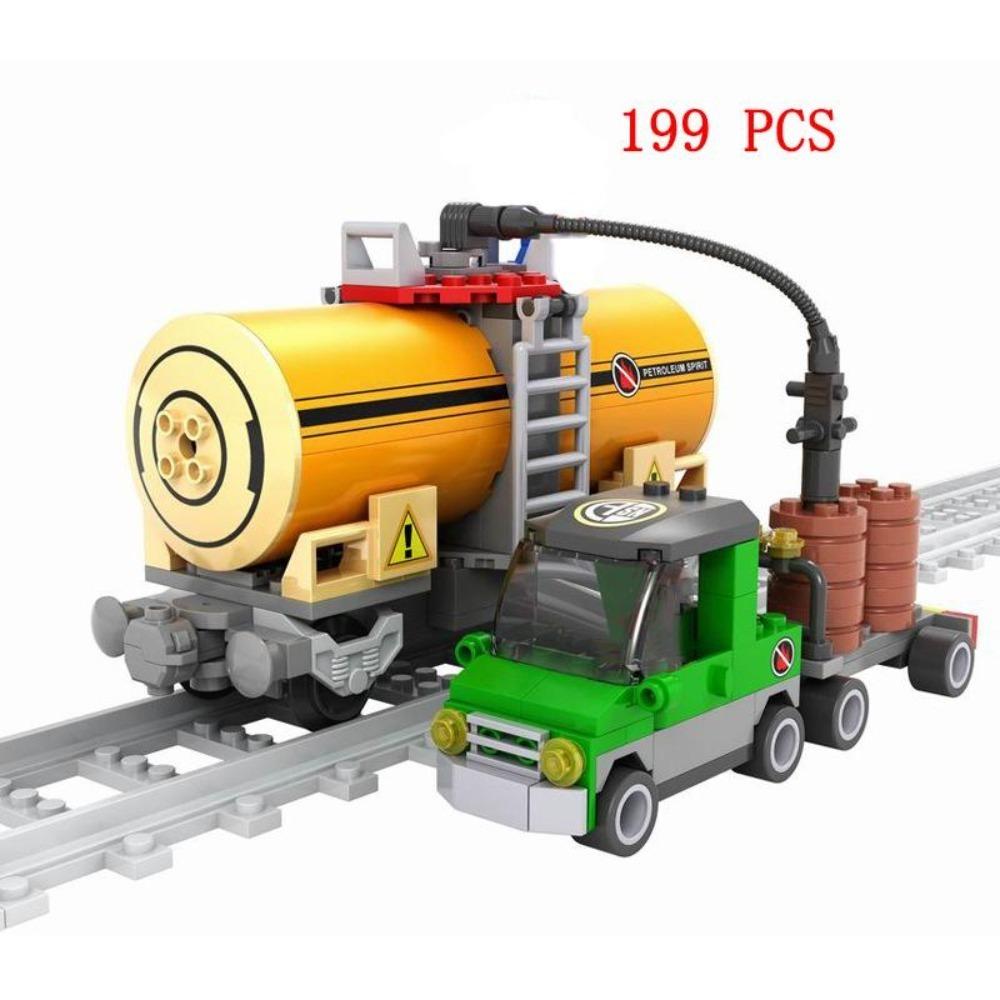 City Train Set Steam Bullet Vehicle Cargo Railway Station Model Building Blocks Brick Tracks Rail No Motor Kits Carriage Kid Toy
