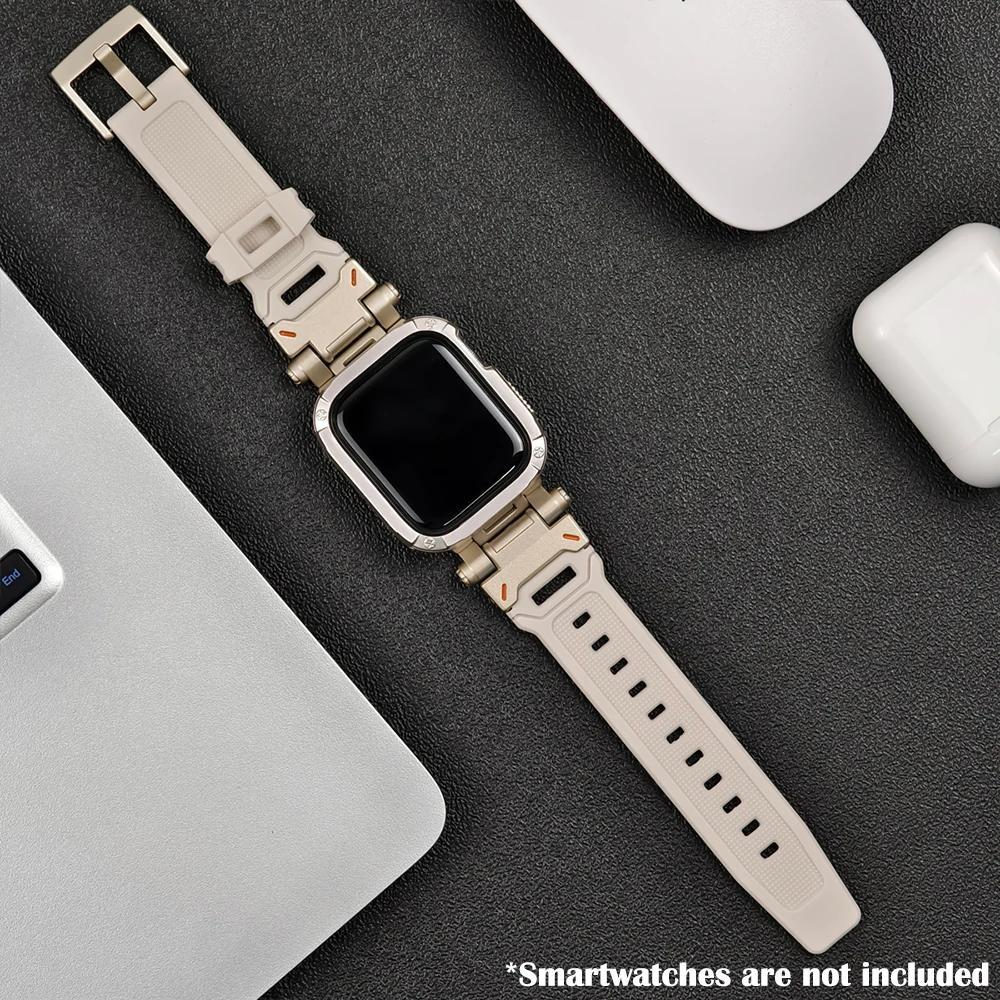 Silicone Band+Case for Apple Watch Ultra2 Strap 49mm 41mm 45mm 40mm 44mm TPU Cover+Sport Bracelet Series 9 8 7 6 SE 5 Wristband