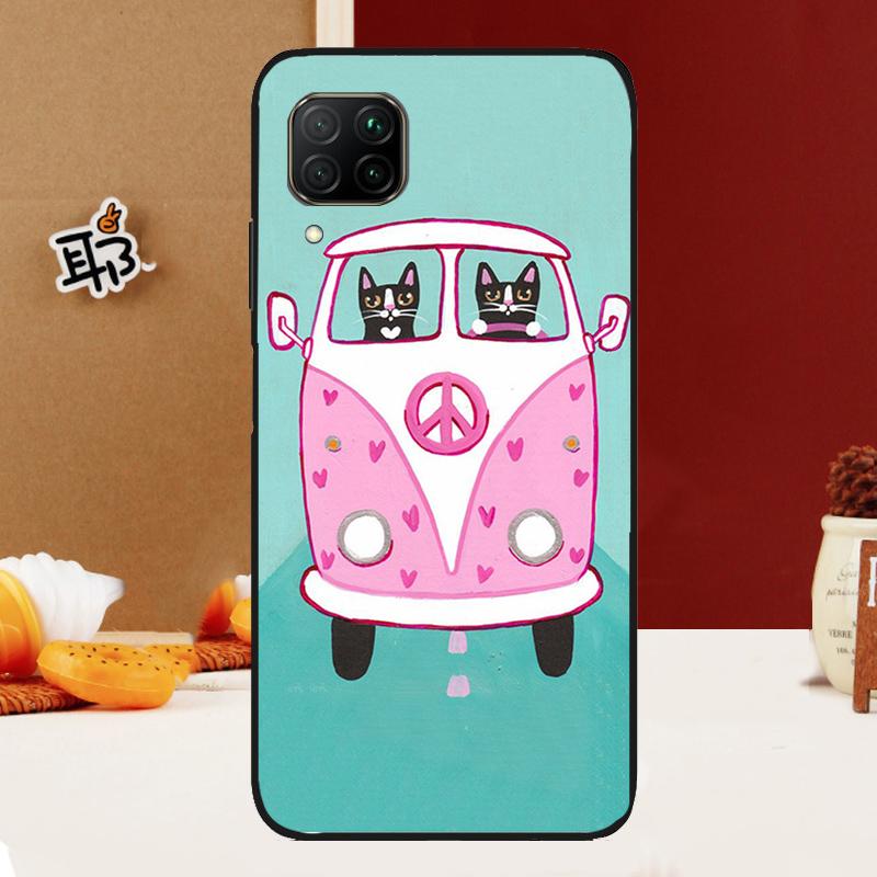

Hippy Peace Bus Cat For Huawei Nova 12i 3i 7i 8i 11i 9 10 SE Y60 Y61 Y70 Y72 Y73 Y90 Y91 P20 P30 P40 Lite Case Huawei P30 Pro