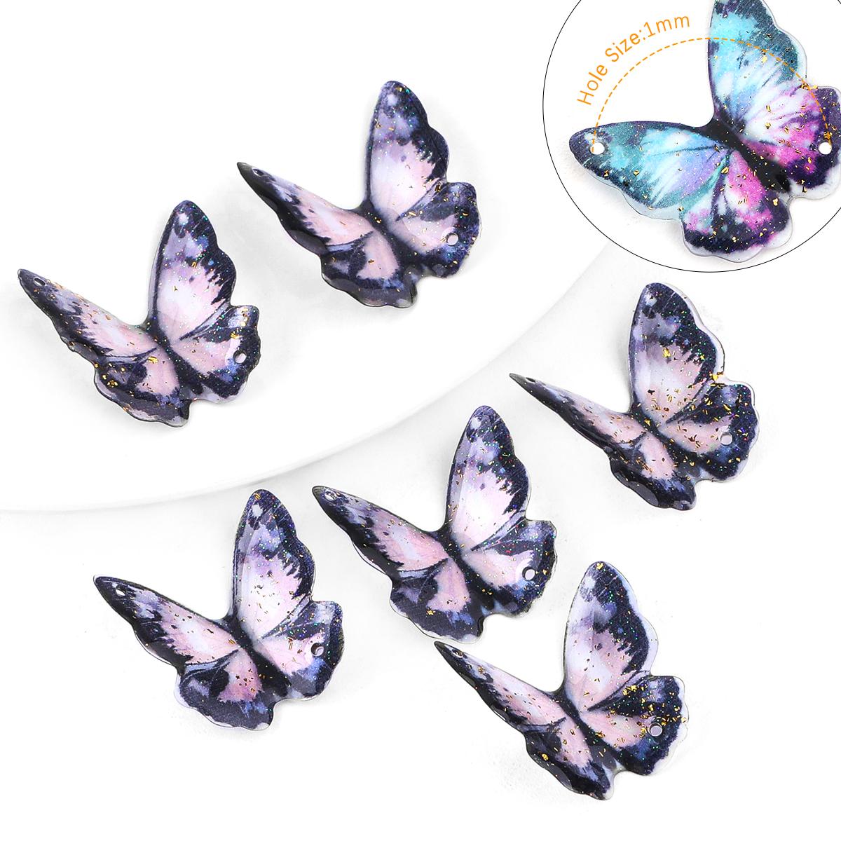 

2 шт./пакет, популярные подвески, бусины, украшение в виде бабочки из смолы для изготовления ювелирных изделий своими руками Diagonal темно-синий